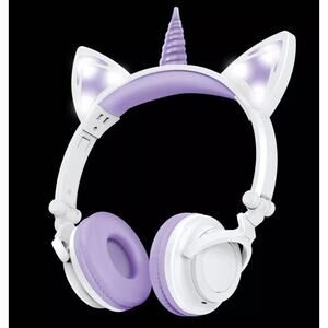 CUTE Unicorn Wireless LED Headphones Bluetooth 8hr Over Ear Headset w/ Mic NEW